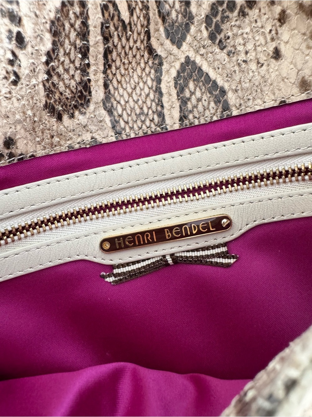 henri bendel Beige Snake-Print Crossbody with Gold Chain - Picture 4 of 4